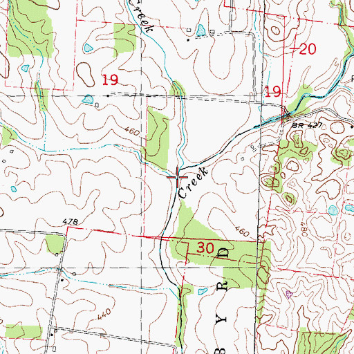 Topographic Map of Crawford Creek, MO