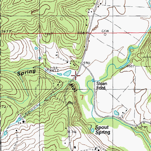 Topographic Map of Crazy Spring Hollow, MO