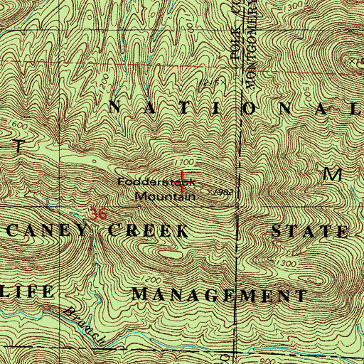 Topographic Map of Fodderstack Mountain, AR