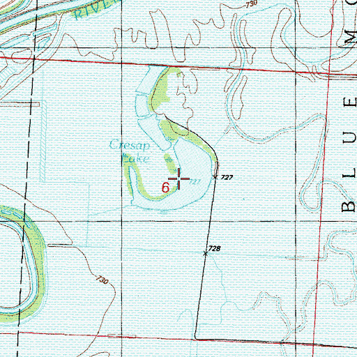 Topographic Map of Cresap Lake, MO