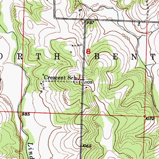 Topographic Map of Crescent School, MO
