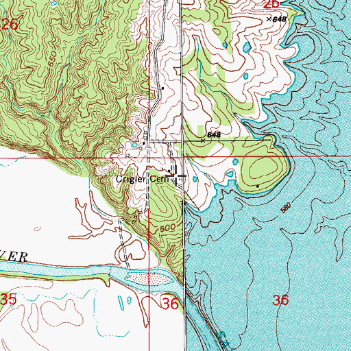 Topographic Map of Crigler Cemetery, MO