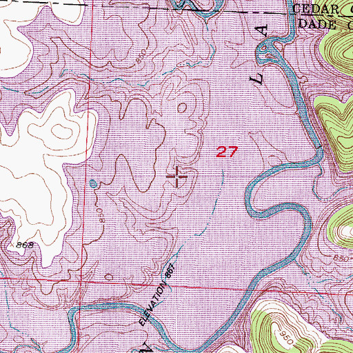 Topographic Map of Crisp Cemetery (historical), MO