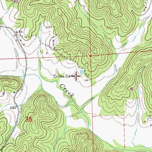 Topographic Map of Crites Cemetery, MO