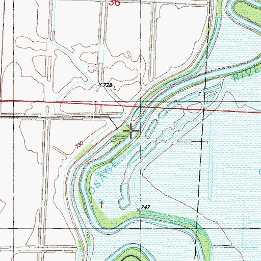 Topographic Map of Crooked Branch, MO