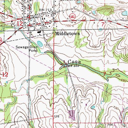 Topographic Map of Crooked Creek, MO