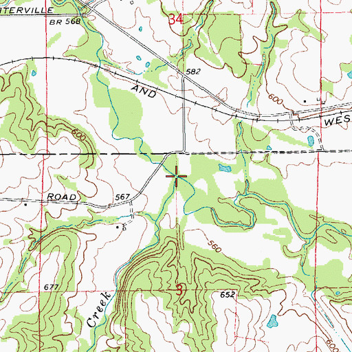 Topographic Map of Crooked Creek, MO