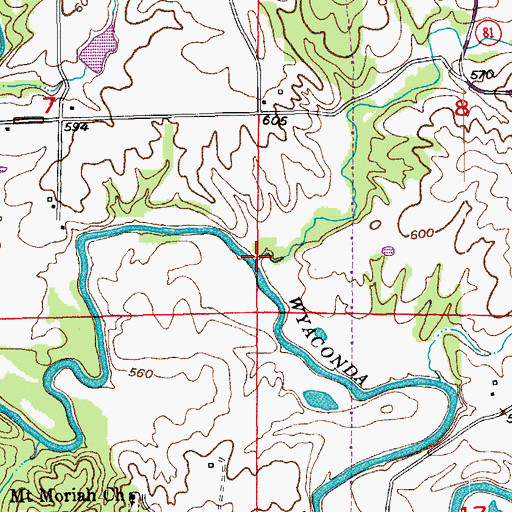 Topographic Map of Crooked Creek, MO