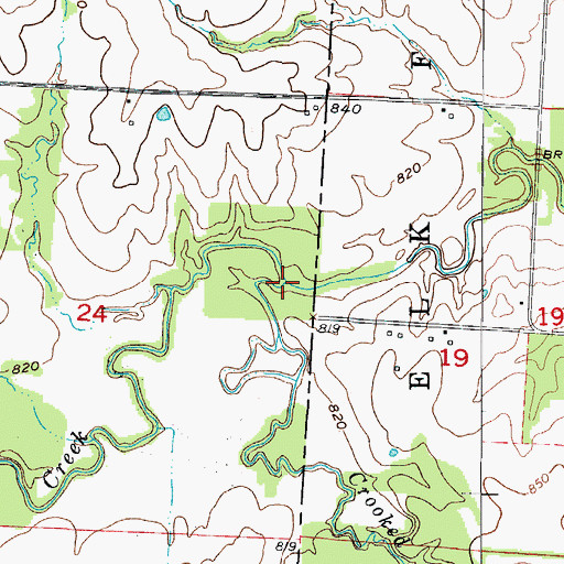 Topographic Map of Crooked Creek, MO