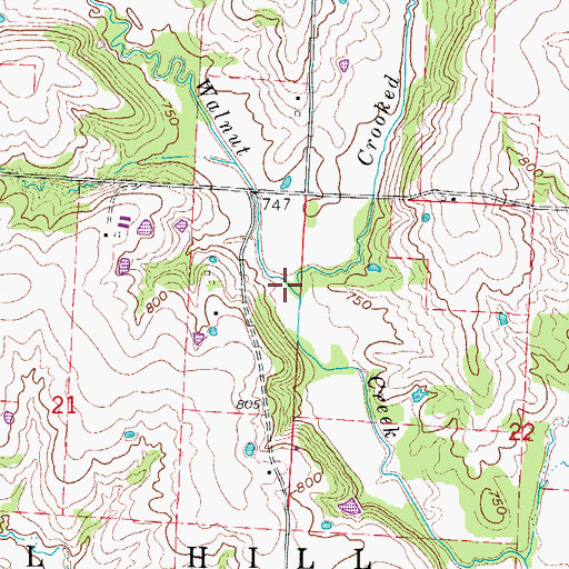 Topographic Map of Crooked Creek, MO