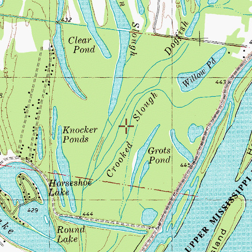 Topographic Map of Crooked Slough, MO