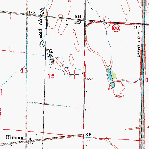 Topographic Map of Crooked Slough, MO