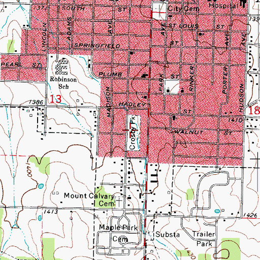Topographic Map of Crosby Park, MO