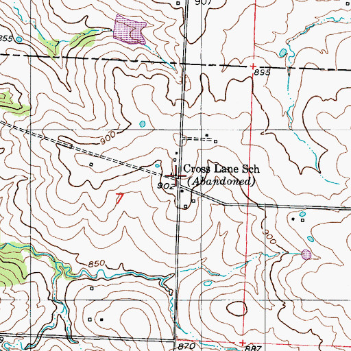 Topographic Map of Cross Lane School (historical), MO