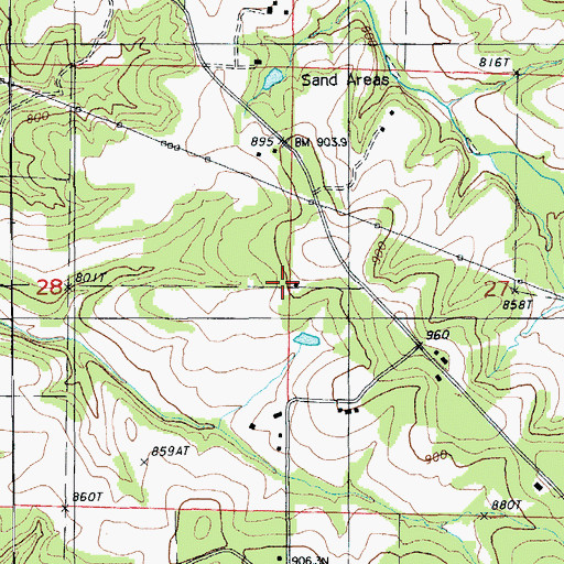 Topographic Map of Cross School, MO