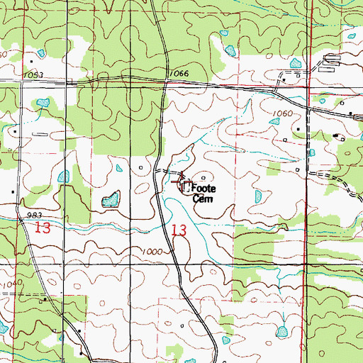 Topographic Map of Foote Cemetery, AR