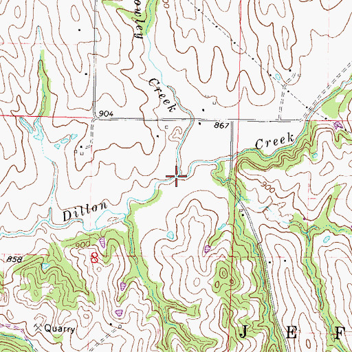 Topographic Map of Crowley Creek, MO