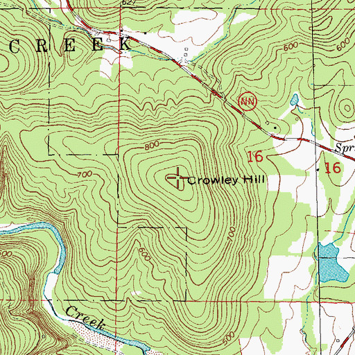 Topographic Map of Crowley Hill, MO