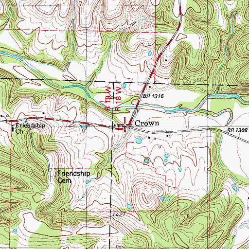 Topographic Map of Crown, MO
