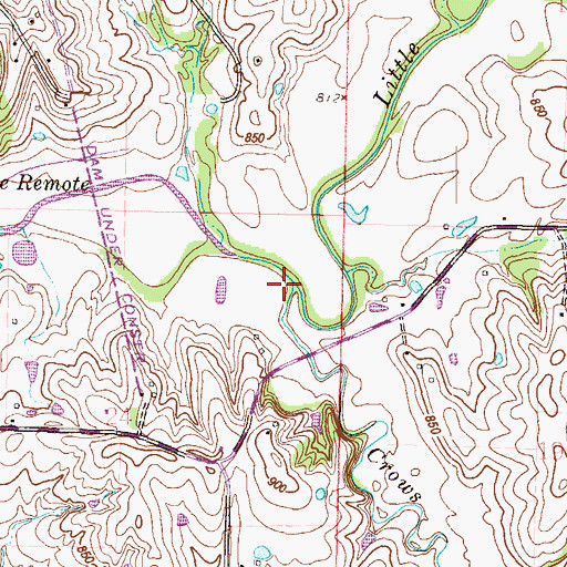 Topographic Map of Crows Creek, MO
