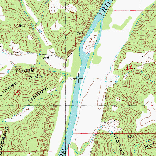 Topographic Map of Crumb Creek, MO