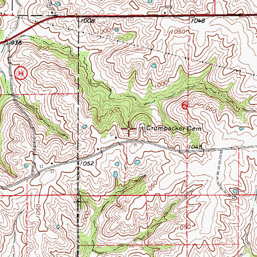 Topographic Map of Crumpacker Cemetery, MO