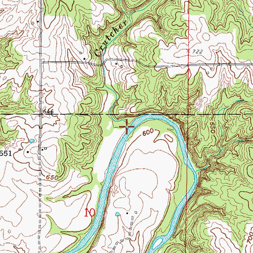 Topographic Map of Crutcher Branch, MO