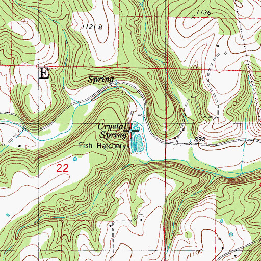 Topographic Map of Crystal Spring, MO