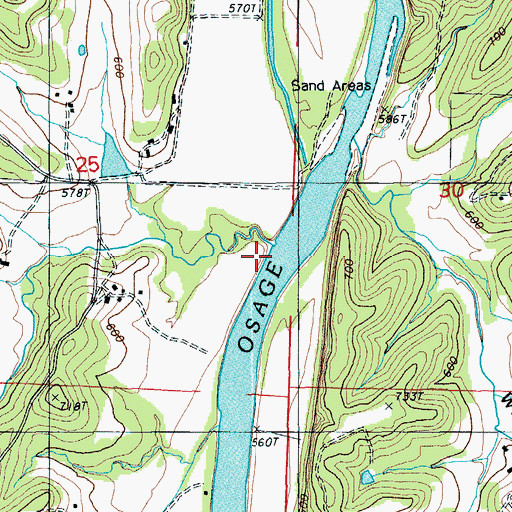 Topographic Map of Cub Creek, MO