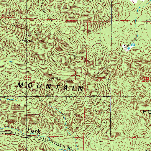 Topographic Map of Fork Mountain, AR