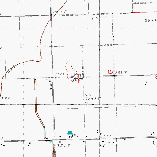 Topographic Map of Cude Cemetery, MO