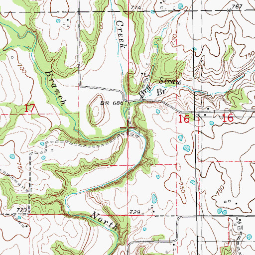 Topographic Map of Cuivre Creek, MO