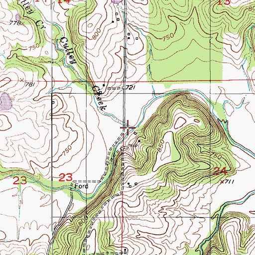 Topographic Map of Culley Creek, MO