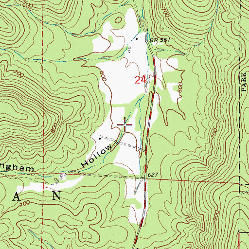 Topographic Map of Cunningham Hollow, MO