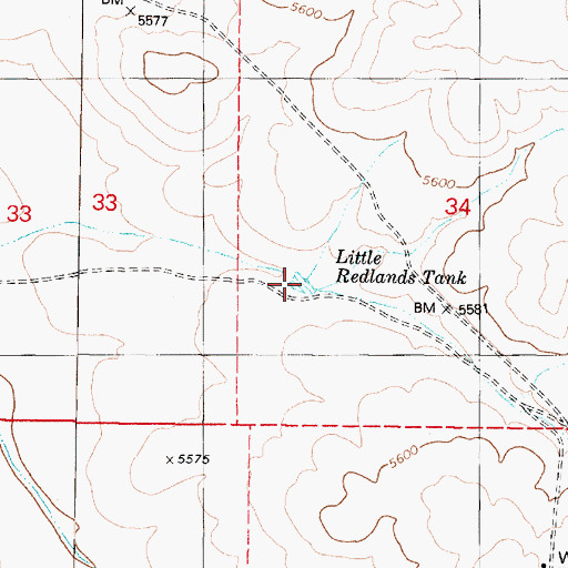 Topographic Map of Little Redlands Tank, AZ
