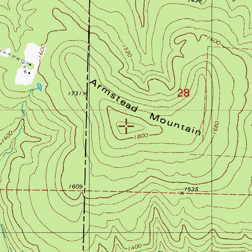 Topographic Map of Armstead Mountain, AR