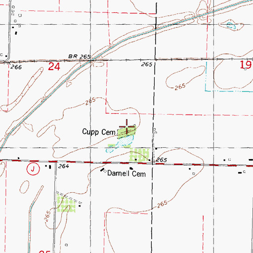 Topographic Map of Cupp Cemetery, MO