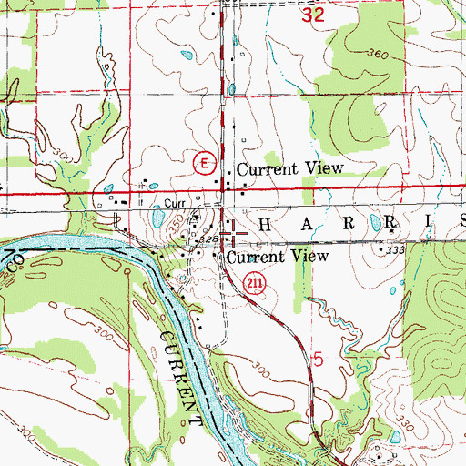 Topographic Map of Current View, MO