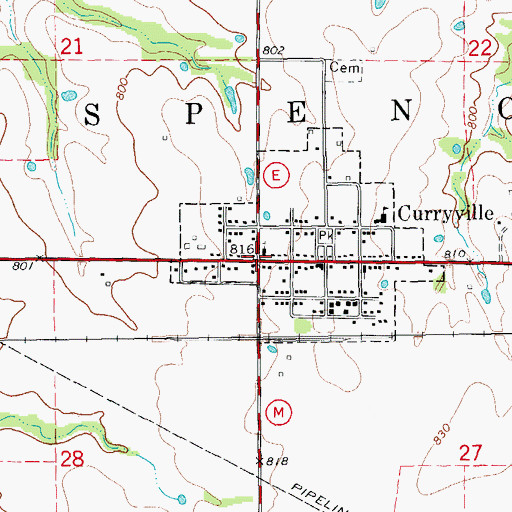 Topographic Map of Curryville, MO