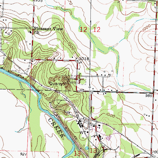 Topographic Map of Curtis Cemetery, MO