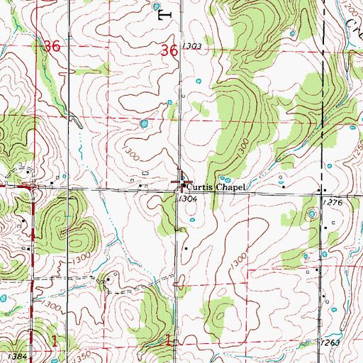 Topographic Map of Curtis Chapel, MO