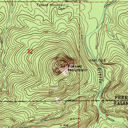 Topographic Map of Forked Mountain, AR