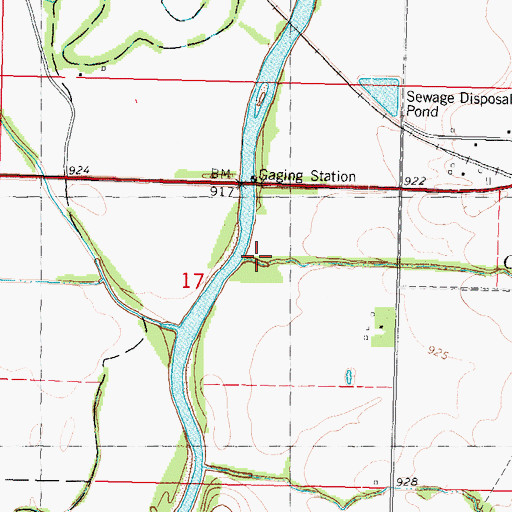 Topographic Map of Cuyhoga Creek, MO