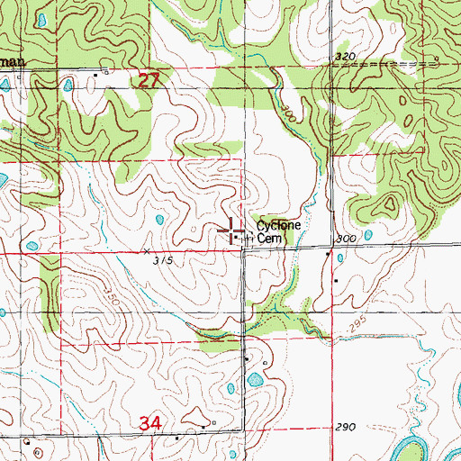 Topographic Map of Cyclone School, MO