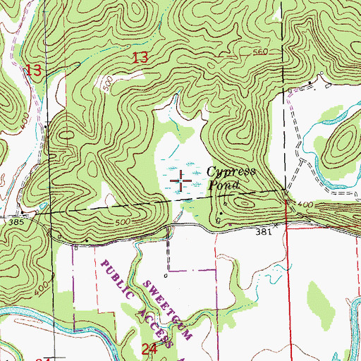 Topographic Map of Cypress Pond, MO