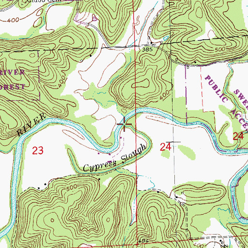Topographic Map of Cypress Slough, MO