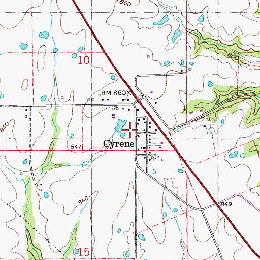 Topographic Map of Cyrene, MO