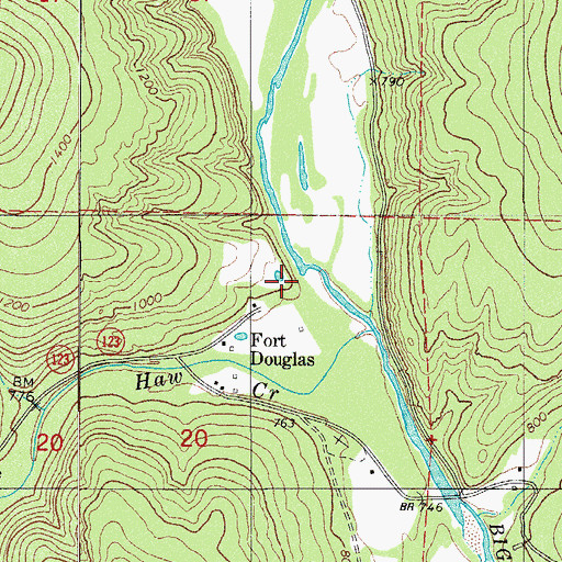 Topographic Map of Fort Douglas, AR