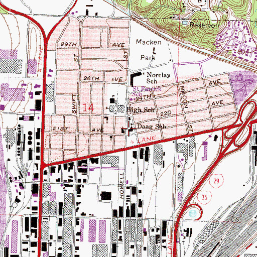 Topographic Map of Daag School, MO
