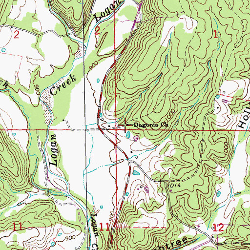 Topographic Map of Dagonia Church, MO